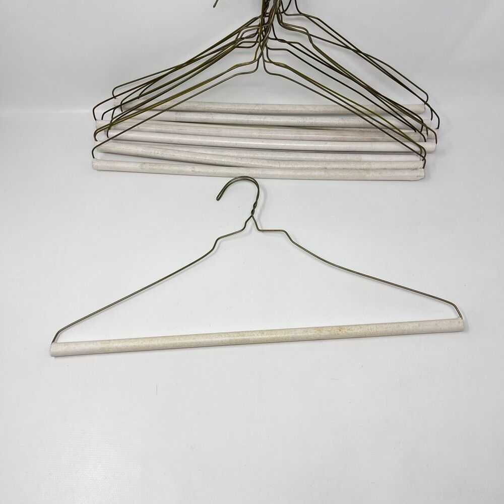 12 Vintage Wire Metal Clothes Clothing Hangers Dresses Shirts MCM Cardboard Rod - Picture 9 of 10